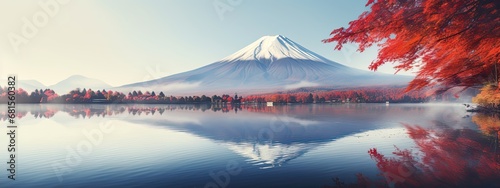 Colorful Autumn Season and Mountain Fuji With Morning