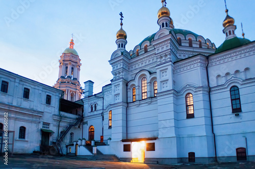 Evening view of the Refectory Church of Saint Anthony and Theodosius, of the medieval cave monastery of Kyiv Pechersk Lavra in Kyiv, the capital of Ukraine. photo
