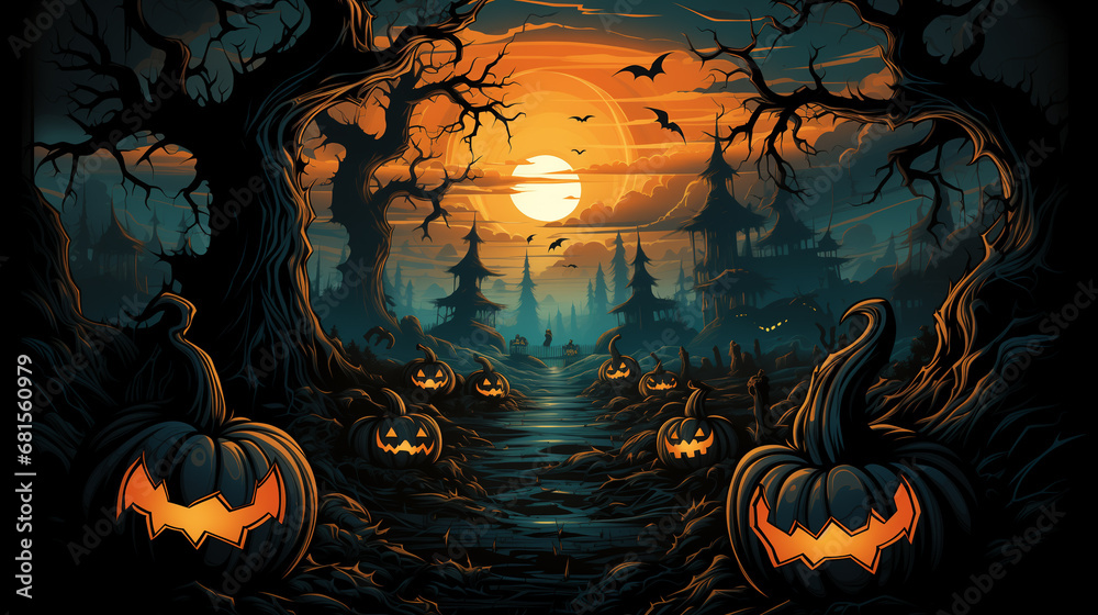 A spooky Halloween vector design element set featuring intricately designed. Generative ai.