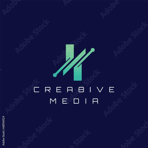 Modern and Geometric techy monogram logo design for technology based business