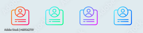 Registration line icon in gradient colors. New user signs vector illustration.