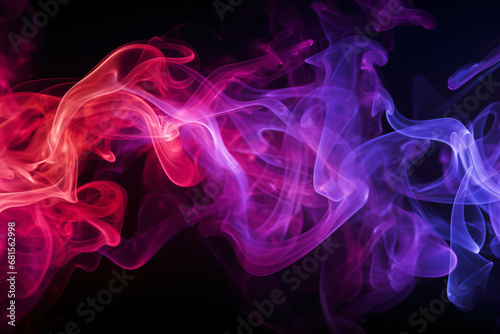 Smoke concept background of red, purple and pink colors on a black background. 