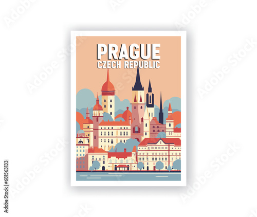 Prague, Czech Republic Illustration Art. Travel Poster Wall Art. Minimalist Vector art.