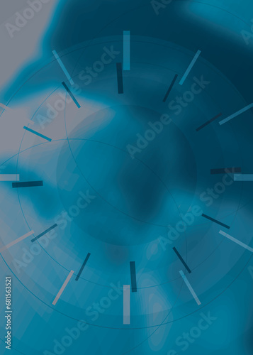 Abstract Clocks Blue Background