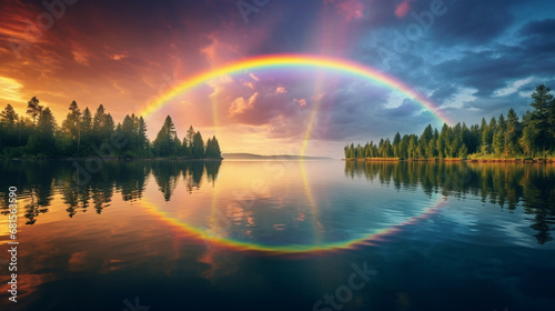 rainbow. huge rainbow and sunny sky. generative ai © Alexander Odessa 