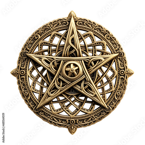 Sacred Symbol: Wiccan Pentacle Isolated on Transparent White Background, Embracing Spiritual Connection. photo
