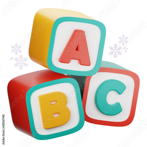 alphabet blocks toy 3D illustration