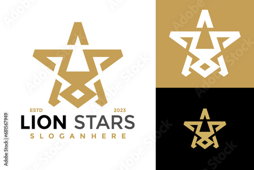 Luxury Lion Star Logo design vector symbol icon illustration