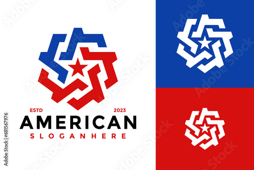 American Star Flag Logo design vector symbol icon illustration photo