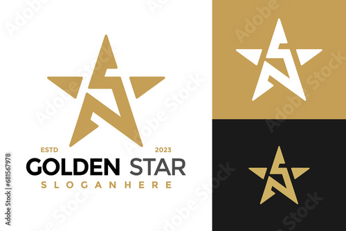 Letter S Golden Star Logo design vector symbol icon illustration
