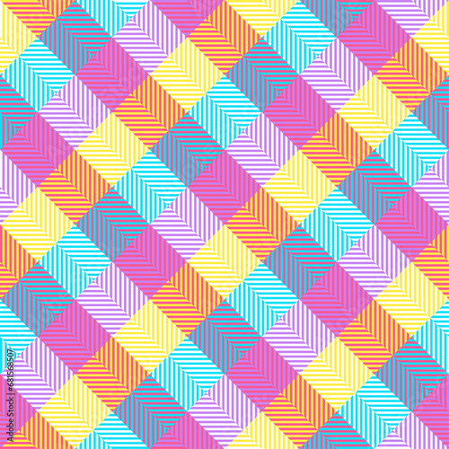 Geometric vector pattern for spring. Colorful pastel gingham tartan check plaid  for gift paper, tablecloth, picnic blanket, Easter holiday design, baby swaddling clothes, other textile