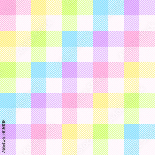 Geometric vector pattern for spring. Colorful pastel gingham tartan check plaid  for gift paper, tablecloth, picnic blanket, Easter holiday design, baby swaddling clothes, other textile