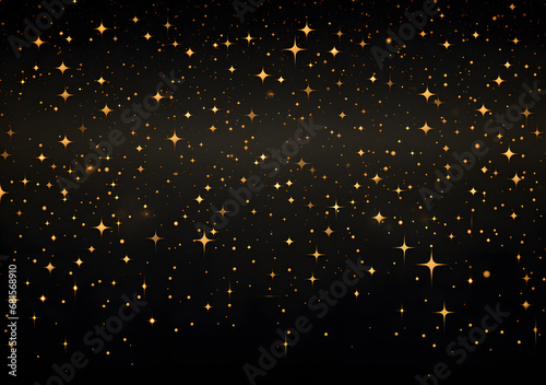 Black sky with golden stars template background