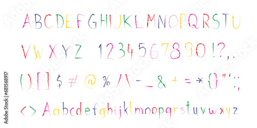 Handwritten colorful celebration font. Hand-written brushed grungy font.