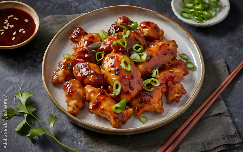 Capture the essence of General Tso's Chicken in a mouthwatering food photography shot Generative AI Capture the essence of General Tso's Chicken in a mouthwatering food photography shot Generative AI