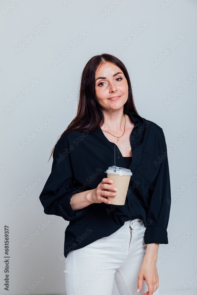 Beautiful woman with a cup of hot coffee tea Beautiful woman with a cup of hot coffee tea