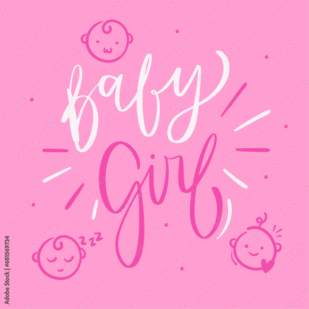 Baby girl in Modern hand Lettering. vector. Baby girl in Modern hand Lettering. vector.