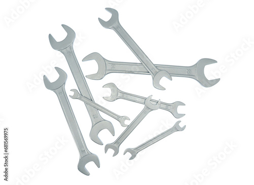 Open-end wrenches isolated on white background