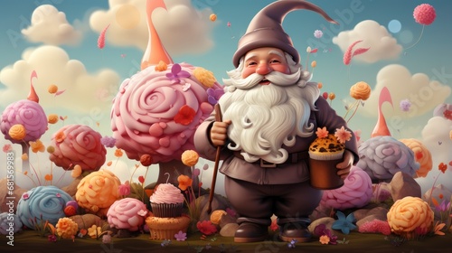 Draw Illustration Character Sweet Gnomes,Valentine Day Background, Background For Banner, HD