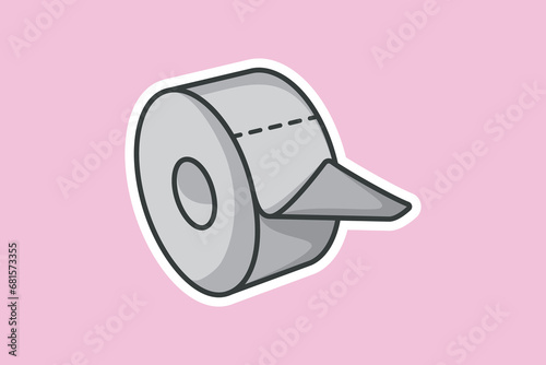 Toilet Tissue Paper Roll Sticker vector illustration. Healthcare and medical icon concept. Body cleaner tissue sticker logo design.