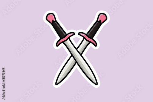 Sword Knight vector illustration. Holiday object icon concept. Metal sword for game vector design. Metal war sword icon design.