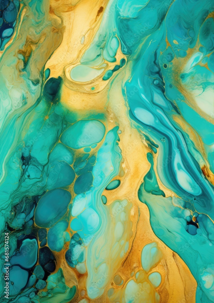 abstract fluid paints background, alcohol ink technique