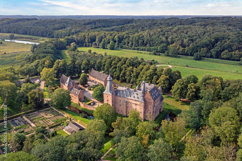 Aerial from castle Doorwerth in Gelderland the Neteherlands