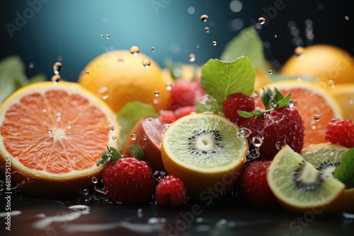 Appetizing fresh background on the theme of healthy fruits