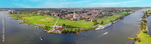 Bild auf Leinwand Aerial panorama from the historical city Rhenen in the Netherlands