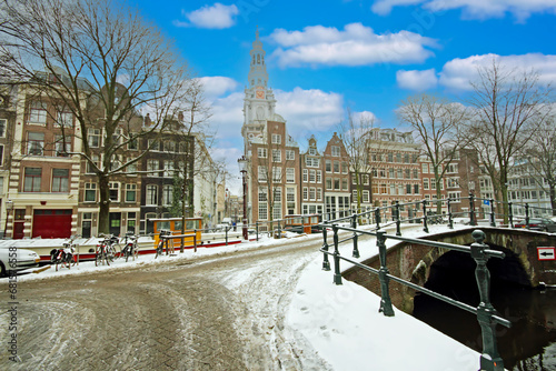 Photography Snowy Amsterdam with the Zuiderkerk in winter in the Netherlands