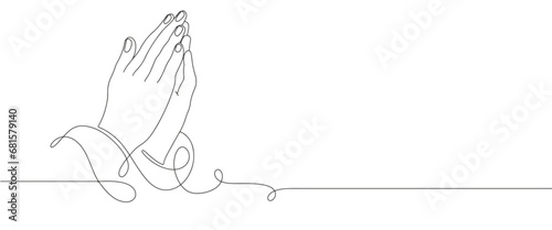 Praying hand line art vector illustration