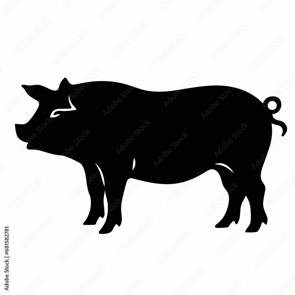 Pig black icon on white background. Pig silhouette Pig black icon on white background. Pig silhouette