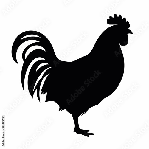 Chicken black icon on white background. Rooster silhouette