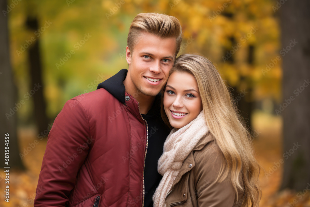 Young couple enjoying the fall colors in autumn on a short trip to Paris. Young couple enjoying the fall colors in autumn on a short trip to Paris.