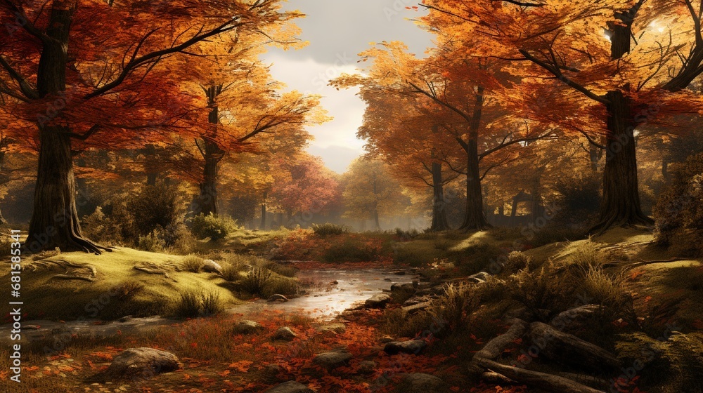 AI-generated autumnal scene with trees