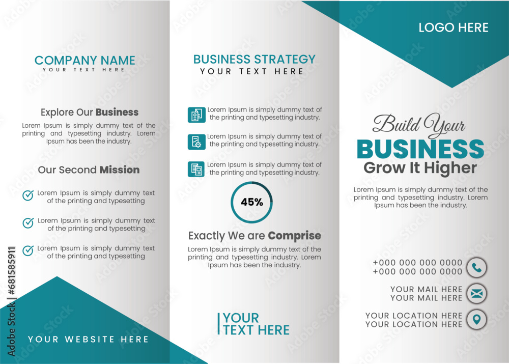 Modern vector trifold business brochure template design Modern vector trifold business brochure template design