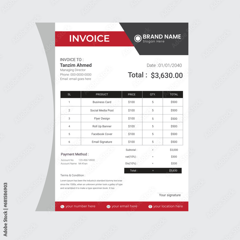 Invoice Design & mockup design Invoice Design & mockup design