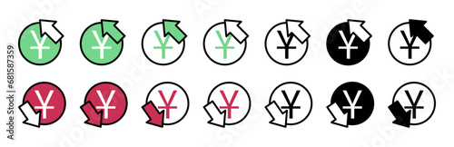 Yuan coin grow. A set of various up arrows