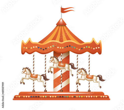 Carousel. Merry go round. Vector clipart isolated on white background.