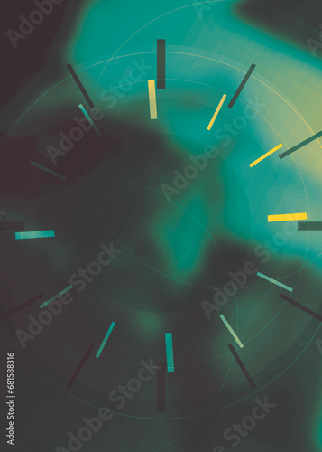 Abstract Clocks Blue Yellow Background