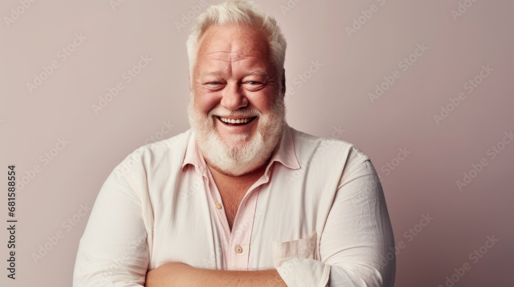 A lively plus-size senior man posing happily. A lively plus-size senior man posing happily.