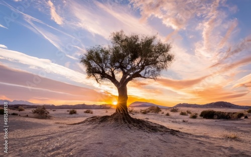 sunset over the desert