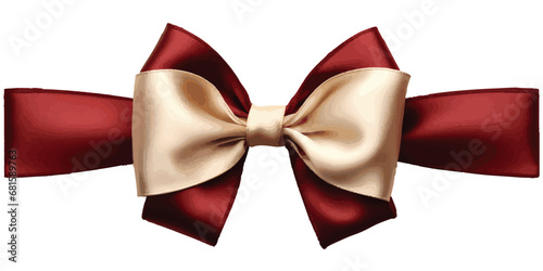 Burgundy red and gold bow and ribbon on isolated white vector