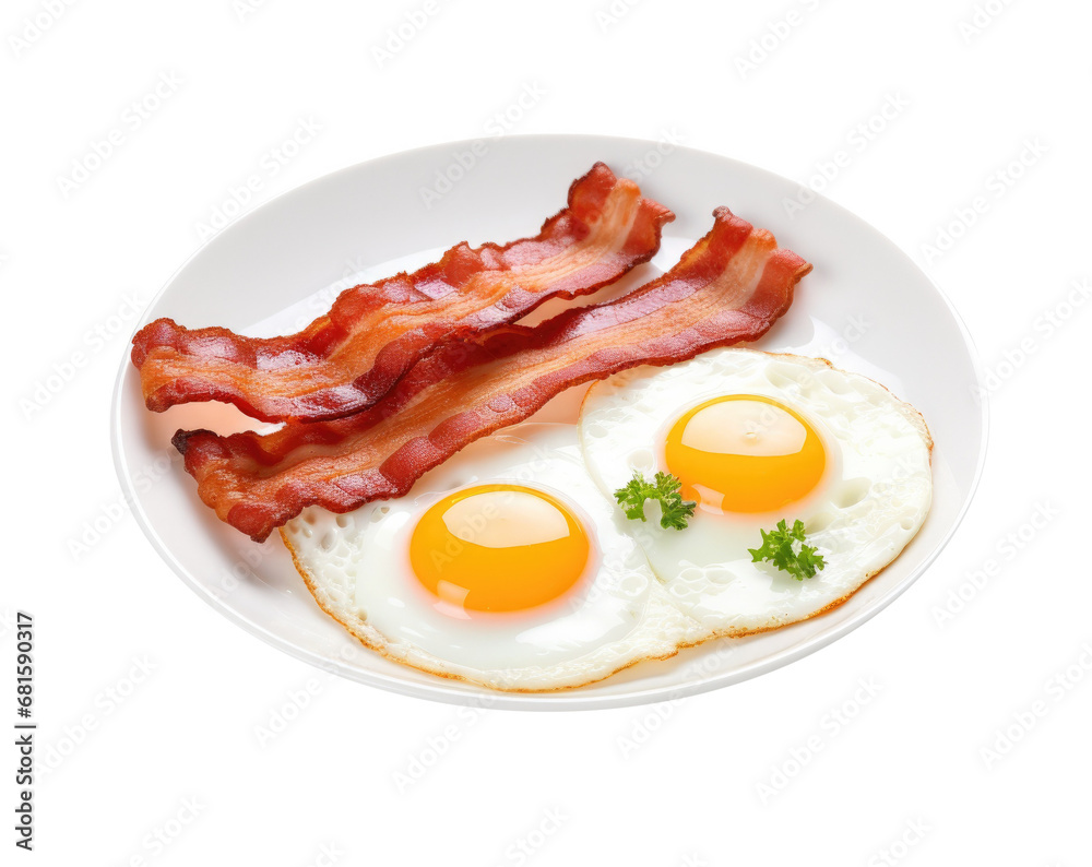 Fried Eggs and Bacon Isolated on a Transparent Background Fried Eggs and Bacon Isolated on a Transparent Background