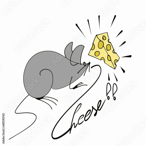 Mouse and cheese Vector illustration with text