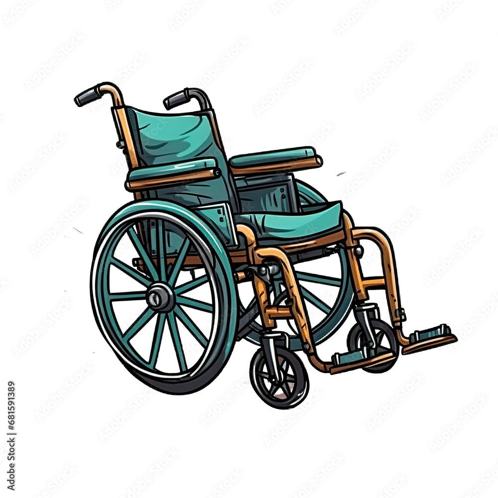 Hand drawn wheelchair. Wheelchair for disabled person
