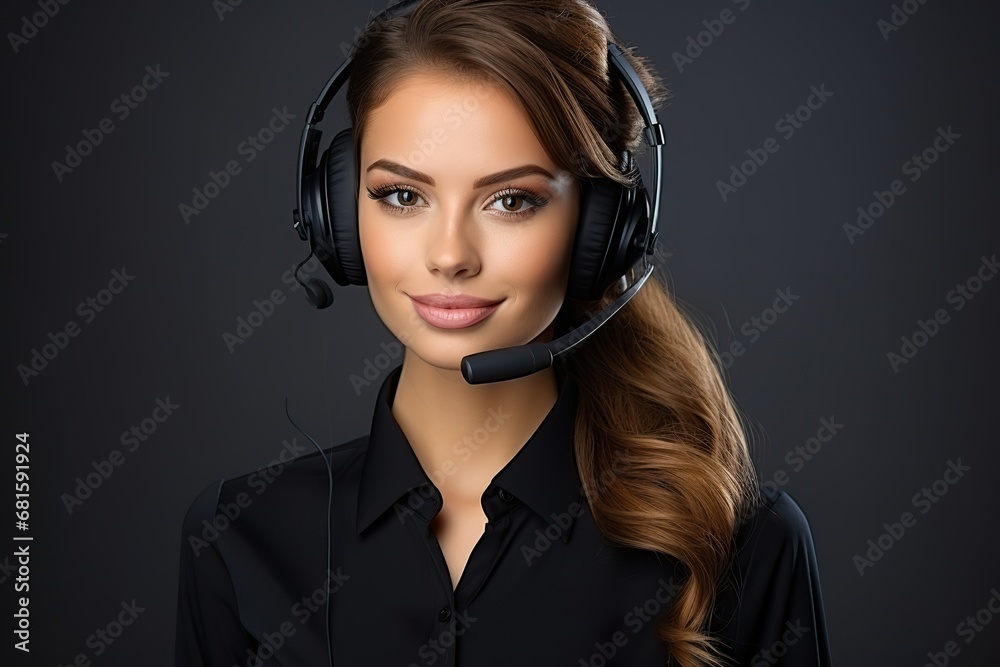 beautiful portrait photo in business style of a young women call center operator beautiful portrait photo in business style of a young women call center operator