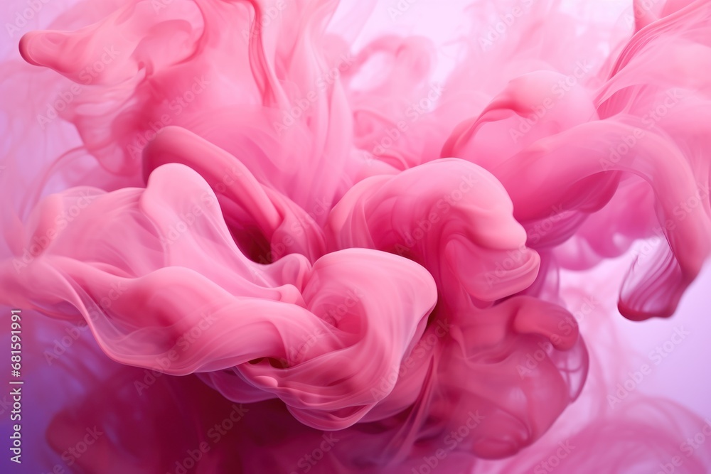  a close up of a pink liquid in a blue and pink liquid filled with white and pink liquid on a blue and pink background with a white border in the bottom left corner.