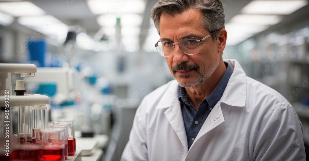 Investigator in a lab, dedicated to advancing knowledge on blood cells and exploring novel solutions for combating viral infections Investigator in a lab, dedicated to advancing knowledge on blood cells and exploring novel solutions for combating viral infections