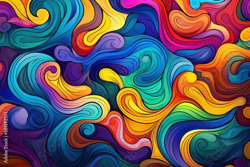  a multicolored abstract background with swirls and dots in the middle of the image and the colors of the rainbow on the bottom half of the image and bottom half of the image.